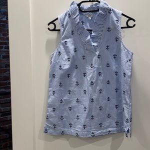 Crown and Ivy Seersucker anchor sleeveless shirt